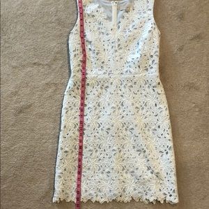 LOFT Dresses - LOFT White Lace Dress with Blue lining. LOFT Dresses - LOFT White Lace Dress with Blue lining.